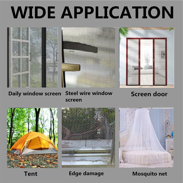 Waterproof Acrylic Window Net Mosquito Net with Hot Melt Adhesive Single Sided 5cm Width for Repairing Torn Screens Masking