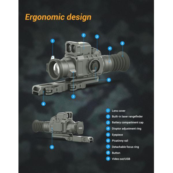 Видимость термического изображения следа XQ50 пульсара с дальномером лазера