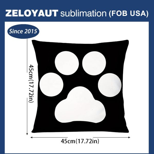 ZELOYAUT 24H Shipping Custom Printing 40*40 and 45*45cm Short Plush Paw Pillow Case Blanks Sublimation Pet Paw Pillow Case