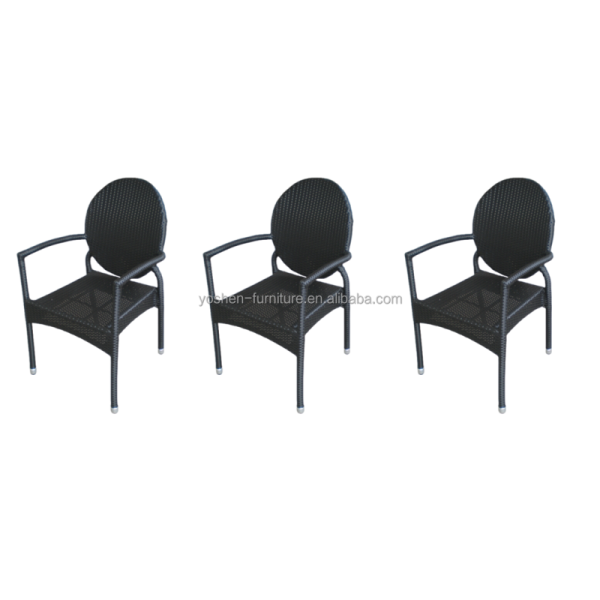 Yoshen French Bistro Chair Blue Outdoor Black Rattan Dining Arm Chair Lightweight Durable Stackable Contemporary Metal
