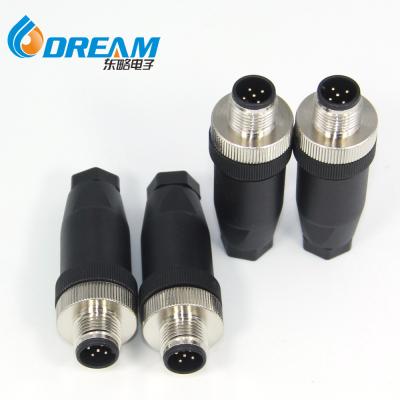 M12 8 Pin Male Assembly Cable Plug, 180° Straight Male Assemble Type Plug Unshiled IP67 Industrial Sensor Plug Adapter