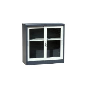 Waterproof Iron White 2 Tiers Glass Door Filing Cabinet