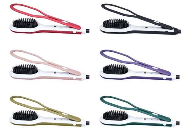 OEM / ODM Ceramic Hair Straightener Brush Comb Curler Set With Clip