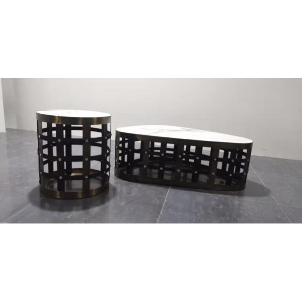 Gridline Marble Ceramic Coffee Table 400mm Height Contemporary Luxury
