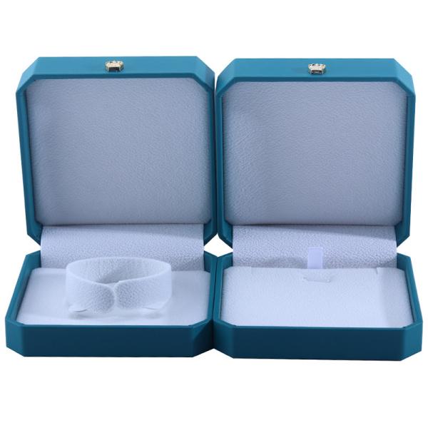 Boîte de rangement de bijoux en cuir vert PU pour bracelets et boucles d'oreilles