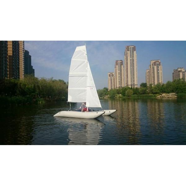Inflatable Sailing Kayak With Two Sails , Portable Inflatable Catamaran Sailboat