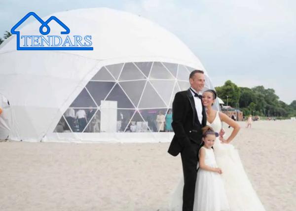 Cúpula Geodésica Comercial Personalizada Área Limpa Impermeável Festa de Casamento Prefabricada Tenda de Cúpula Grande Para Eventos