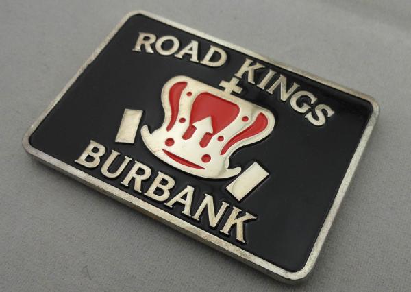Iron / Brass / Zinc Alloy Road Kings Badge with Misty Nickel Plating, Soft Magnet On Back Side
