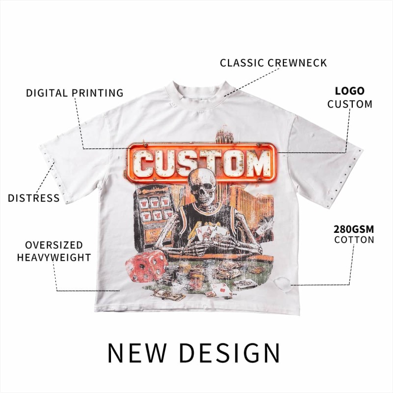 Custom Oversized T Shirt Distressed Graphic Streetwear OEM