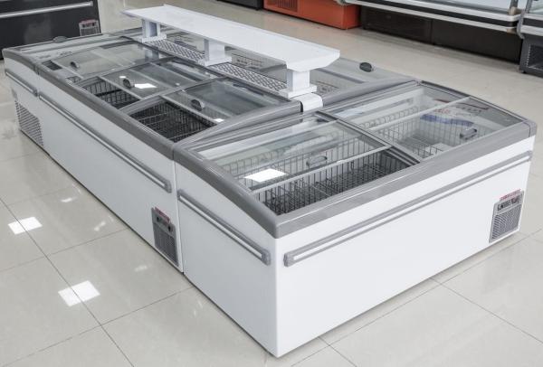 CE ROHS Commercial Display Freezer Supermarché réfrigérateur à porte en verre incurvée