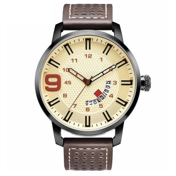 48mm Dial Male Quartz Watch Luminou Rotating Calendar Leather Business ROHS