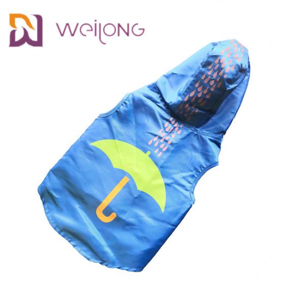 Velcro Opening Rubber Print Waterproof Pet Raincoat Blue XS-XL