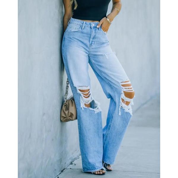                  Sexy Jeans with High Quality Classic Denim Damaged New Arrival Trousers for Women             