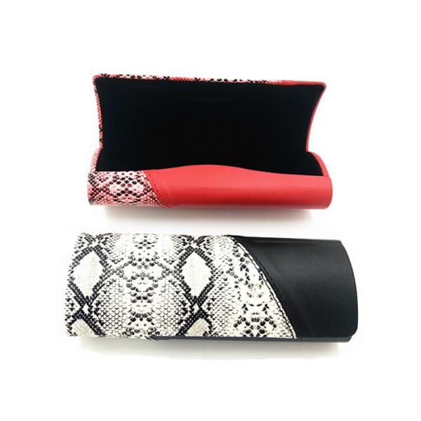 Snake Stripe Red Personalised Hard Glasses Case PU Leather Material