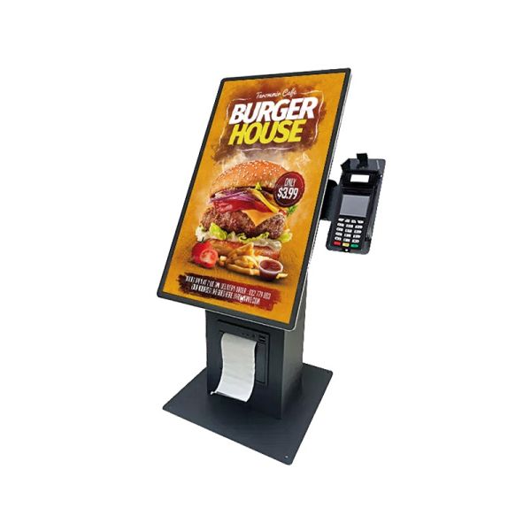 MJK 21.5 Touch Screen Desktop Self-Service Payment Kiosk Thermal Printer QR Scanner SDK Elevator Use for Fast Food Ordering