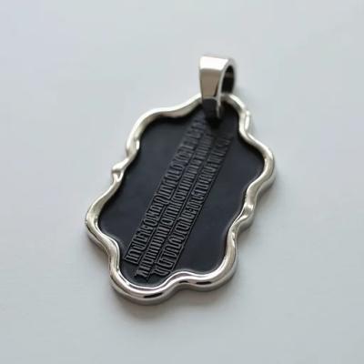 Edgy Men's Pendant:Angular metal + smooth black,for fashion forward men.
