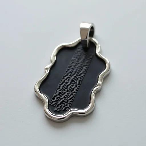 Edgy Men's Pendant:Angular metal + smooth black,for fashion forward men.