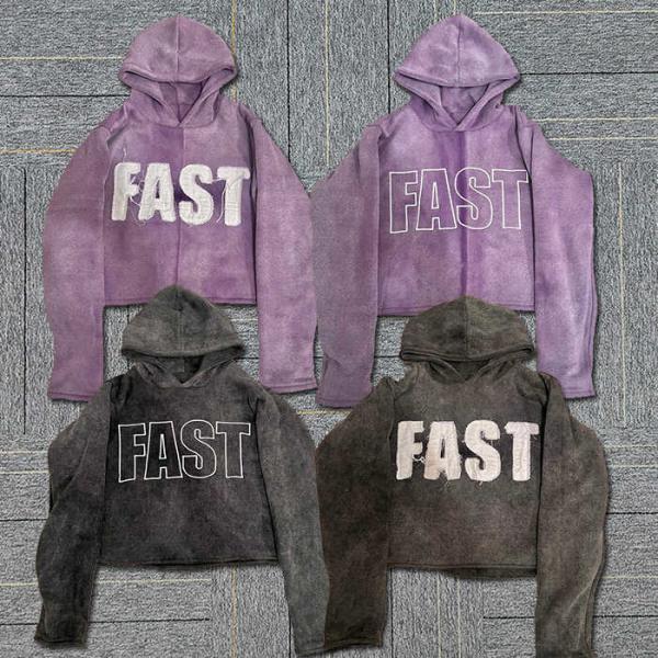 Vintage Washed Men's Hoodie Sweatershirt with Oversized Fit Drop Shoulder and Raw Hem