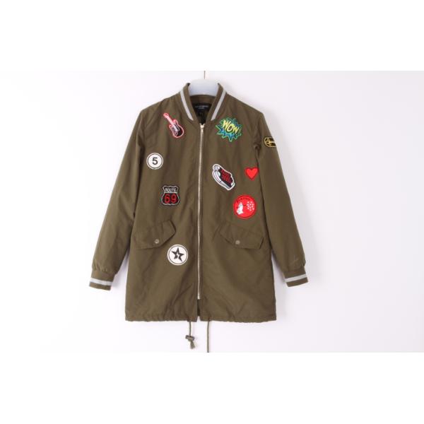 Matel Zipper Rib Cuff Longline Parka Coat Womens 69% Rayon 27% Nylon