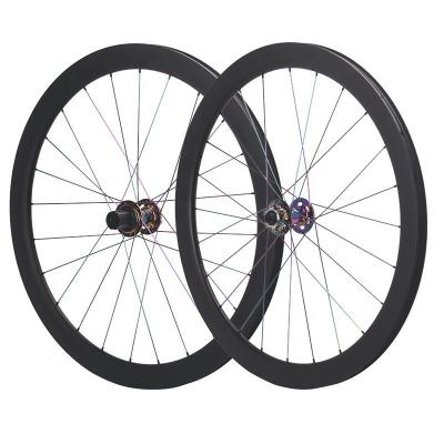 Carbon Fiber Hub 700C Road Wheelset 46mm Depth Disc Brake 32 Holes Spokes