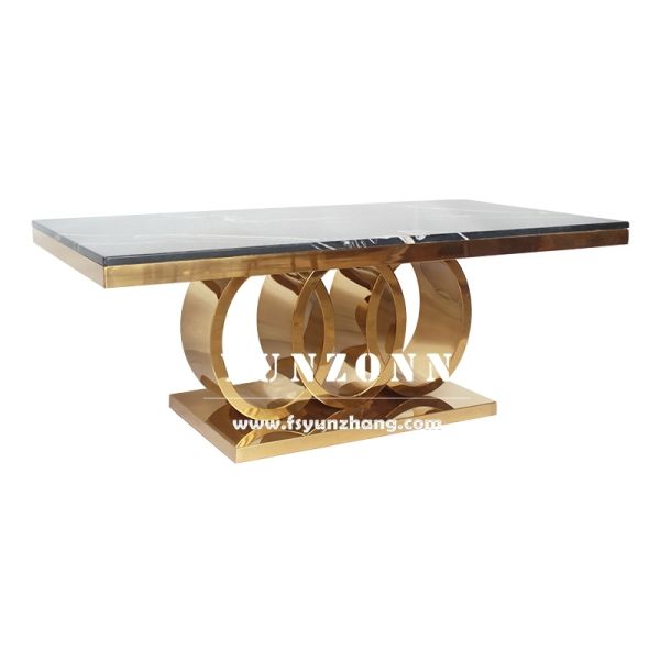 Customized Size Circles Base Luxury Silver or Golden Natural Stone Top Side Table Salon Centro Metal Coffee Center Table