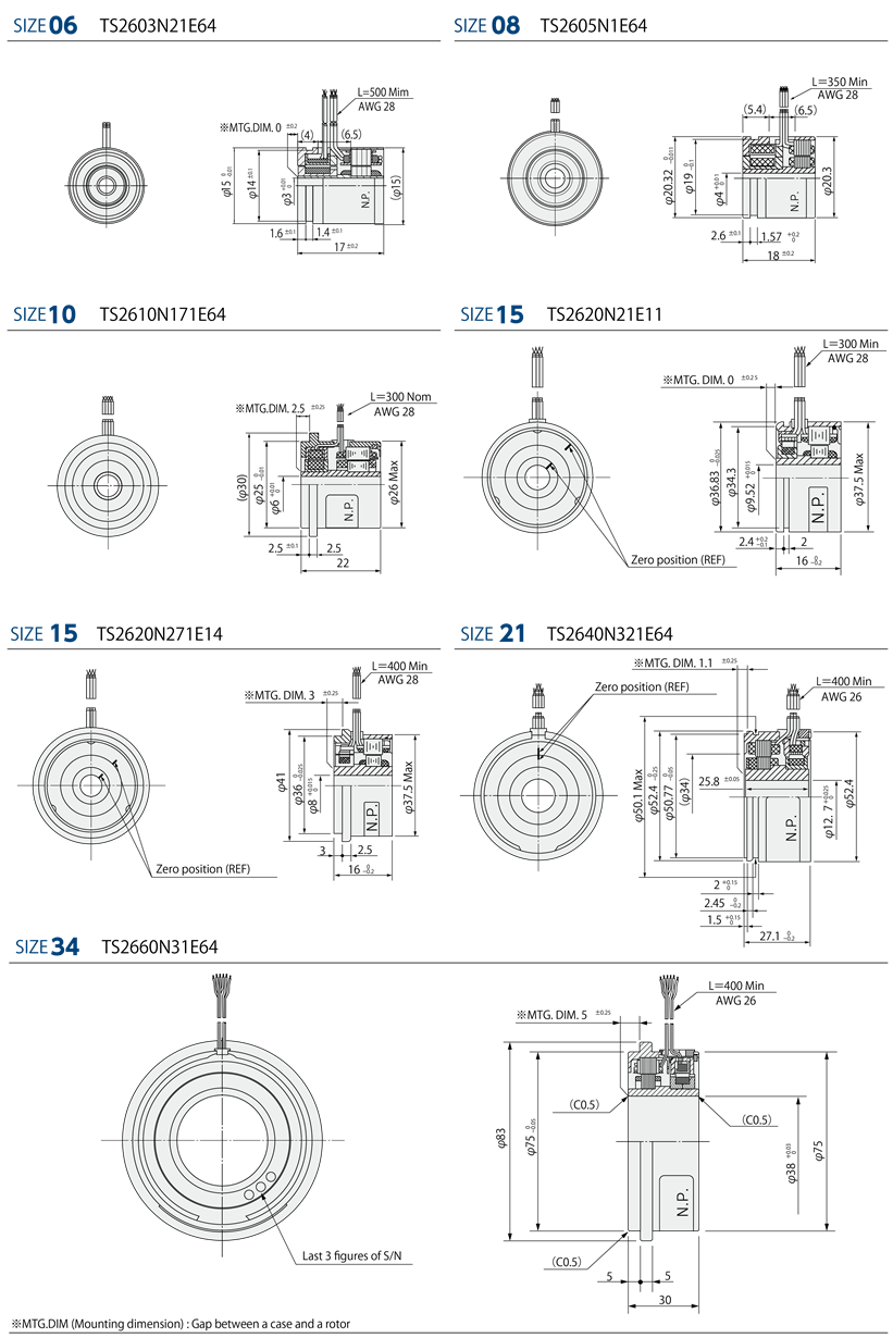 Built In Type Encoder TS2640N313E51 Tamagawa Brushless Resolvers Smartsyn Lightweight