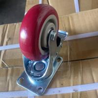 rodas vermelhas do rodízio do PVC de 100x32mm com as rodas do trole do dever de Meidum do rolamento de esferas dos freios