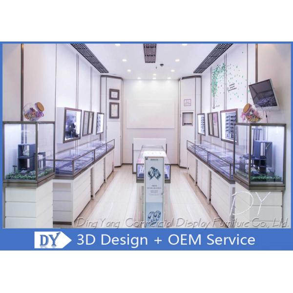 Stain Steel MDF Store Jewelry Display Cases With Storage Cabinet