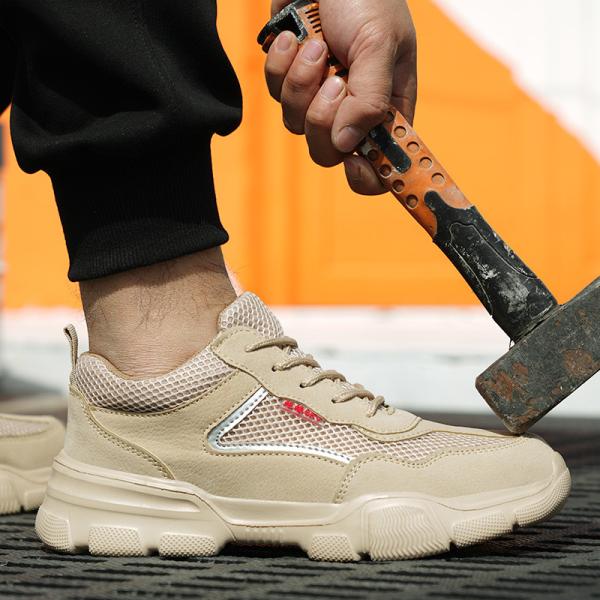 Shengjie Zapatos de trabajo de pie de acero de fibra microfibra de cuero suela superior de caucho anti-punción seguridad anti-deslizante S