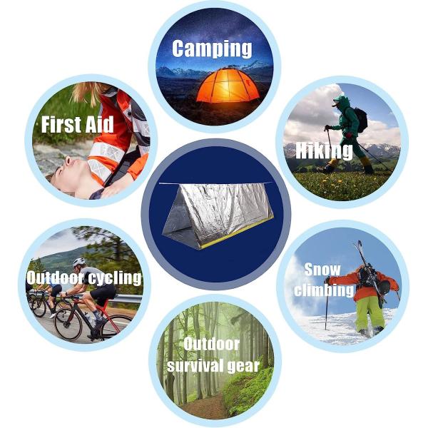 Emergency Tent, 2 Person Tube Tent Survival Shelter Paracord, Stakes, Whistle Ultralight Survival Tent Emergency