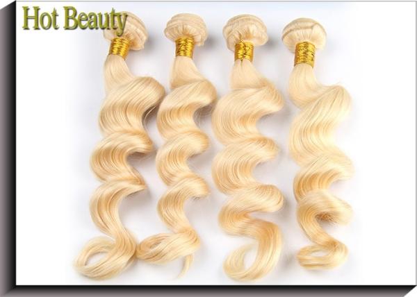 Machine Double Weft Virgin Peruvian Hair Extensions Natural Weave Blonde Color 100G True To Weight