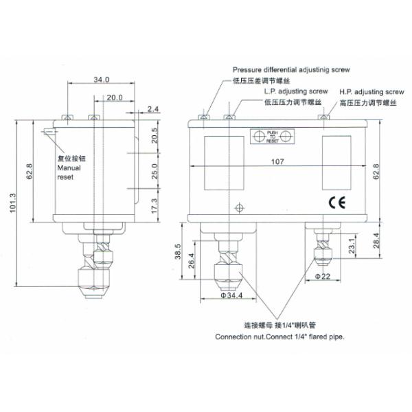 Переключатель давления компрессора воздуха AC 110V 220V для воздуха/жидкости рефрижерации фторида