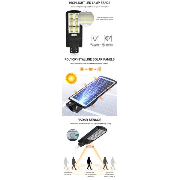 Outdoor Waterproof Solar LED Flood Street Light 200W Radar Induction