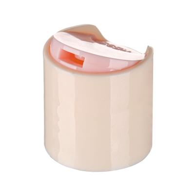 24/410 Off - White PP Plastic Press - To - Open Flip Top Cap For Cosmetic Packaging, Lotion Cap