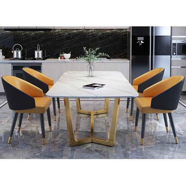 Luxury European Stainless Steel Marble Dining Room Table
