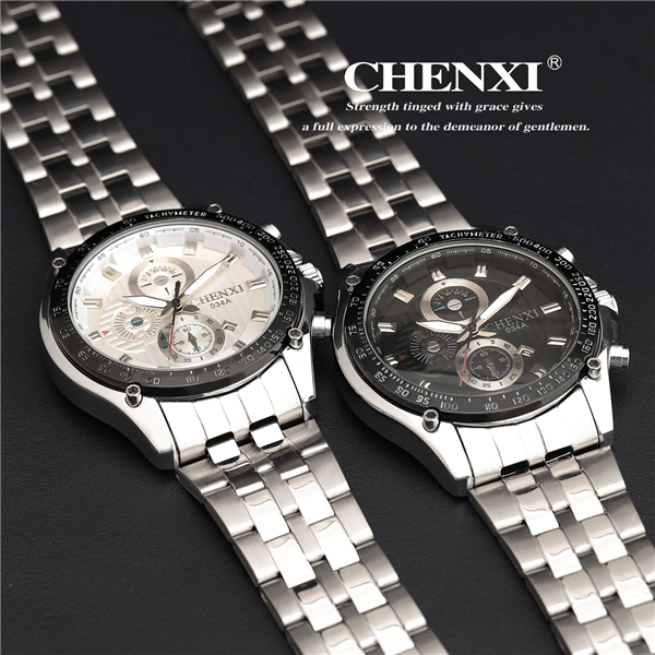 CHENXI Kinpac Watches Fashion Accessories Black White Stainless Steel Mens Quartz Watches
