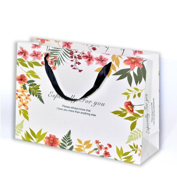 Винтажные листья напечатали сумки подарка с ручками ленты