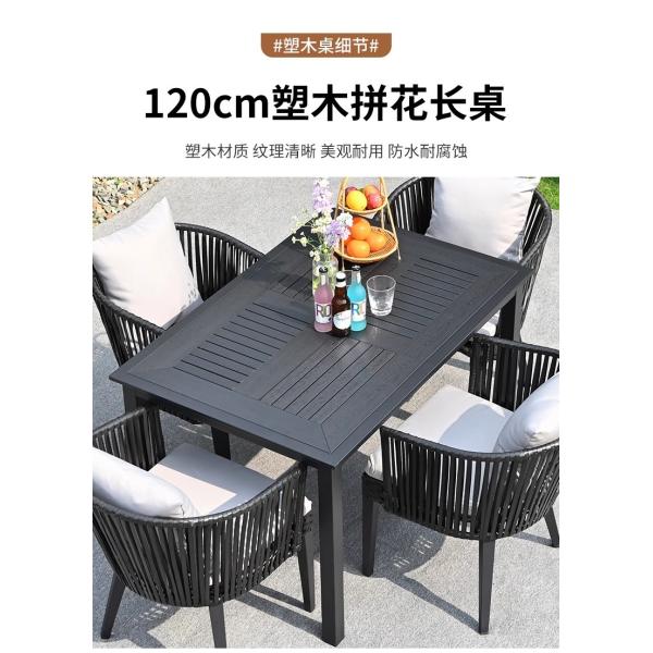 Outdoor Patio Furniture Set Waterproof UV-Resistant Rattan Dining Table and Chairs for Garden Terrace Courtyard and Open-Air Leisure