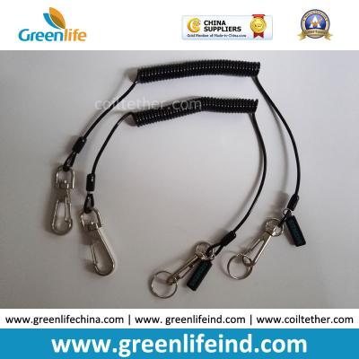 Custom Logo Pendant Plastic High Quality Black Spring Elastic Lanyard Secure Tools Dropping