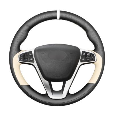 MEWANT Auto Parts For Lada Vesta 2015-2020 / Xray 2015-2020 Car Hand Stitching Genuine Leather Steering Wheel Cover Logo Custom