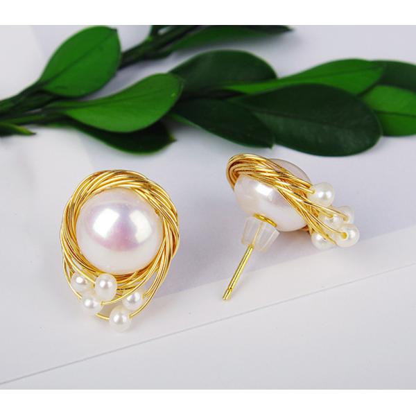 Pearl Earring Set Metal Gold Plated Dangle Earrings Heart Butterfly Hoop Earring Geometric Fashion Pearl Earring Jewelry