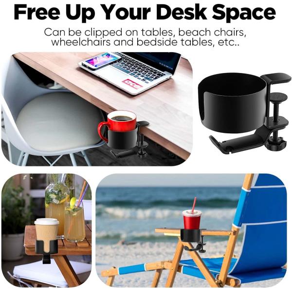Desk Cup Holder with Headphone Hanger Keep Your Drinks and Headphones in Place