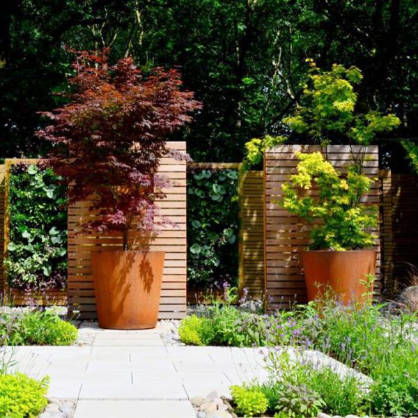 OEM ODM Large Corten Steel Circular Planters Box With Privacy Shielding