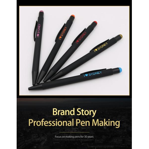 En gros Logo personnalisé stylo à écran tactile en métal stylo à bille en caoutchouc doux