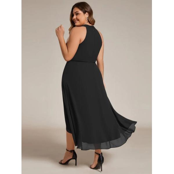 A Line Sleeveless Halter Neck Wedding Guest Dress Burgundy Chiffon Graduation Dresses