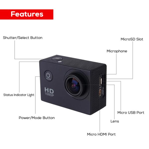 Original SJCAM SJ4000 Sport Camera 12Mega Pixels CMOS-Sensor 1.5inch Mini USB/Mini HDMI