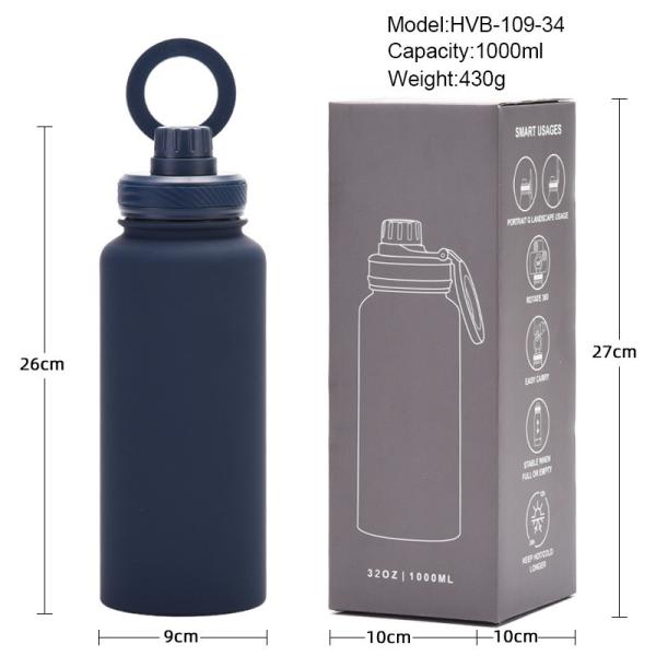 2024 New Magnetic Insulation Cup Mobile Phone Holder Water Cup Large Capacity 1L Large Mouth Stainless Steel Sports Wate