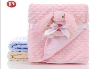 75X100cm Breathable Thick Toddler Blanket , Toy Baby Blanket Minky Dot Velboa Hand Bell