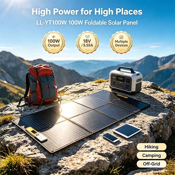105W Dual‑Port Folding Solar Panel, High‑Output Portable Solar Charger for Large Power‑Stations