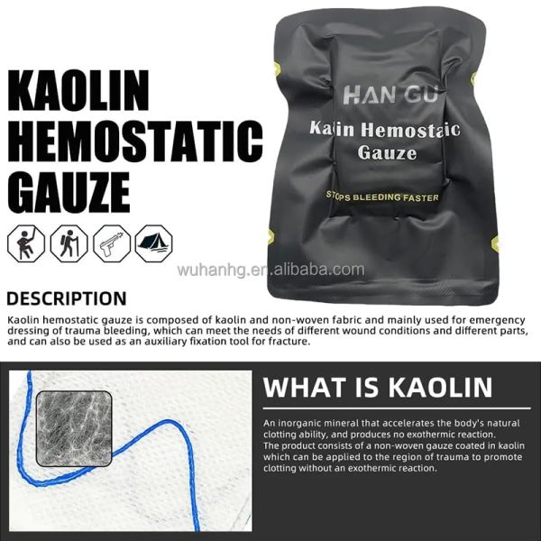 7.5cmx3.7m Sterile Kaolin Hemostatic Gauze Medical Compressed Wrap Bandage